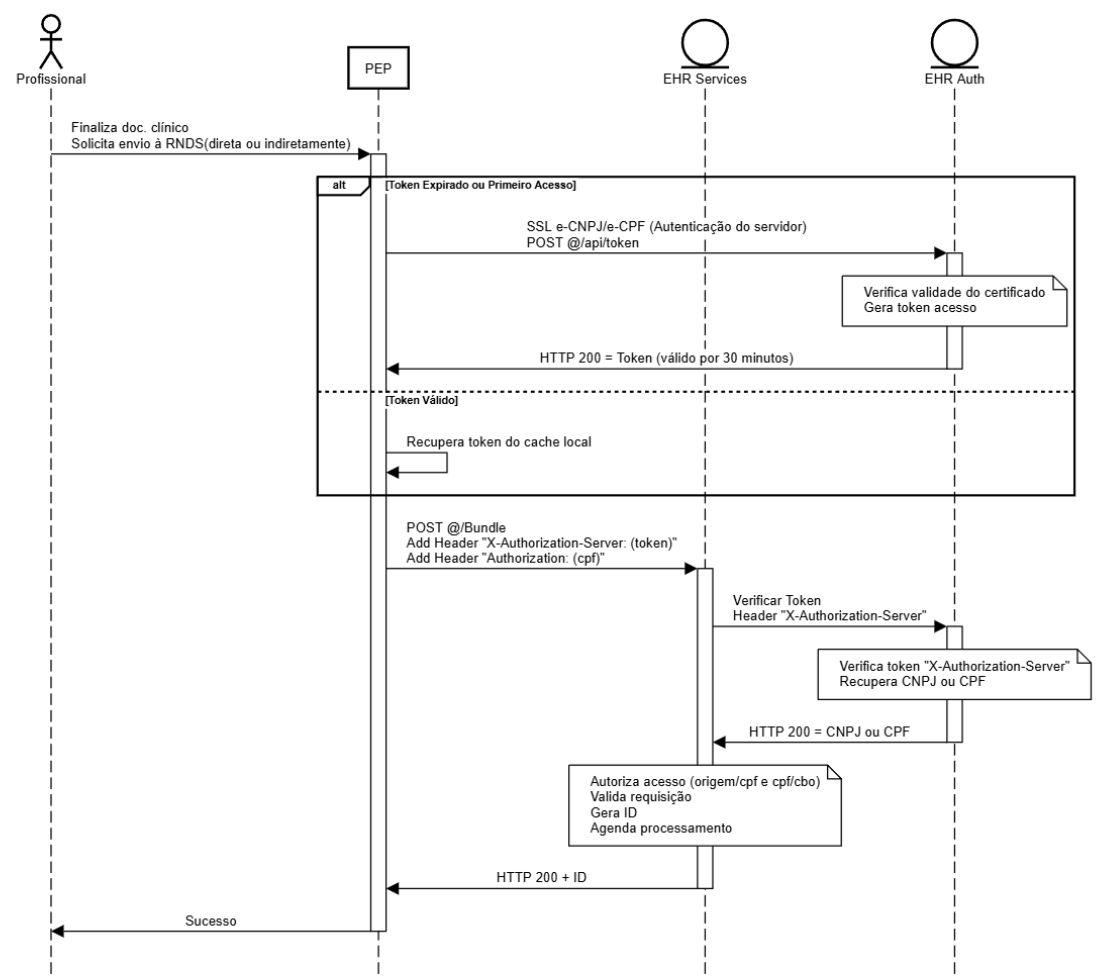 Processo de envio de documento para a RNDS