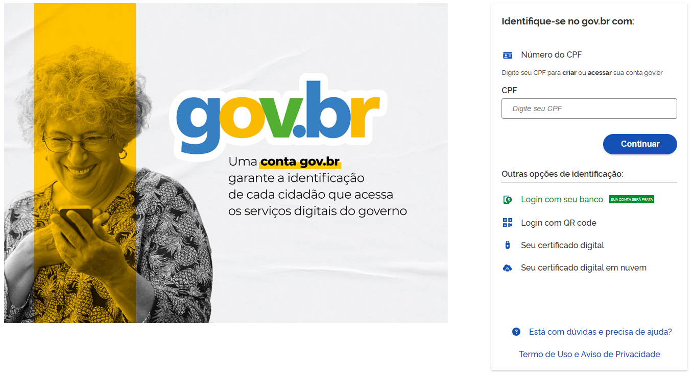 Tela de acesso ao gov.br